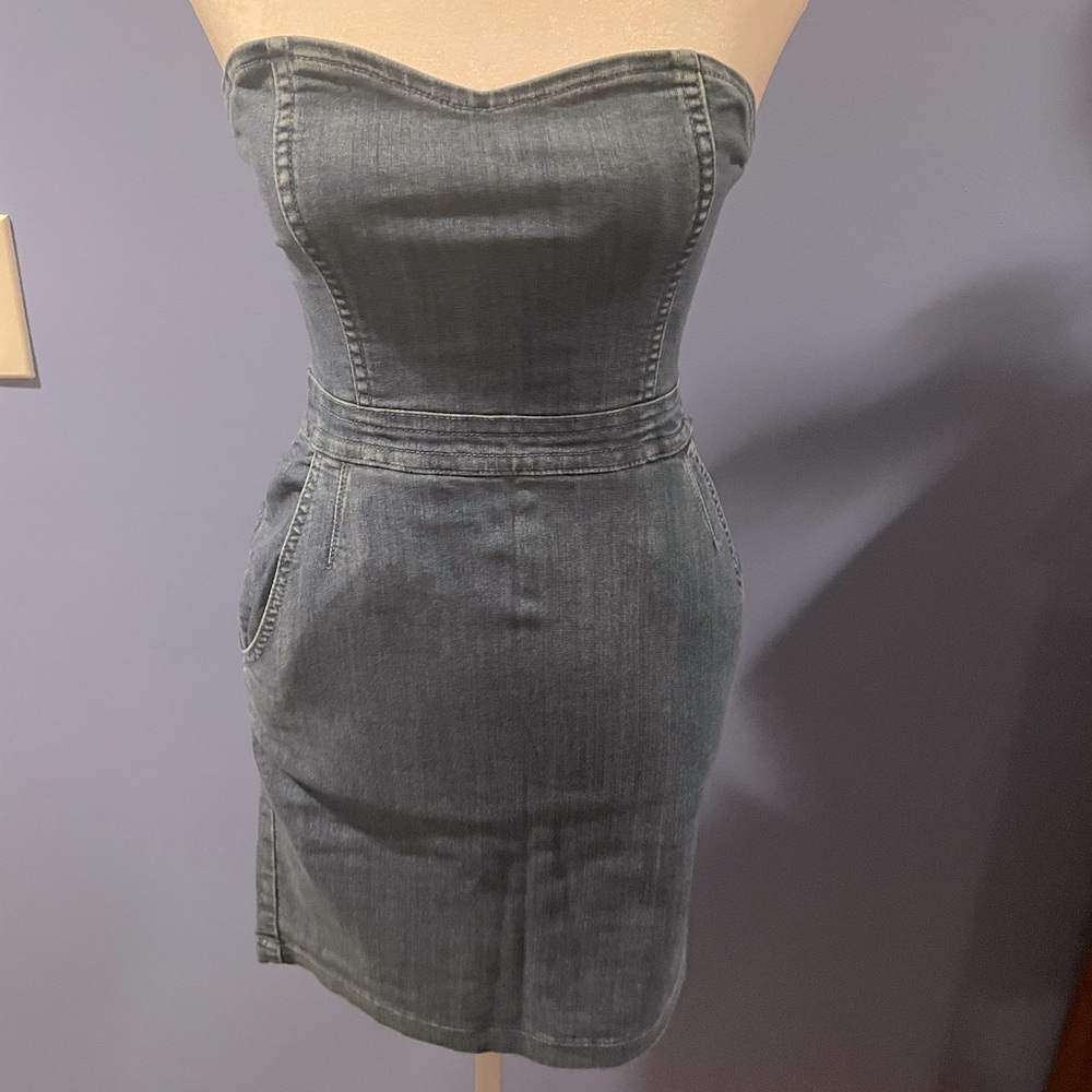 By Corpus Stretch Denim Tube Dress with Pockets